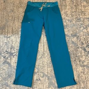 Small Teal Kade Cargo Figs scrub pants